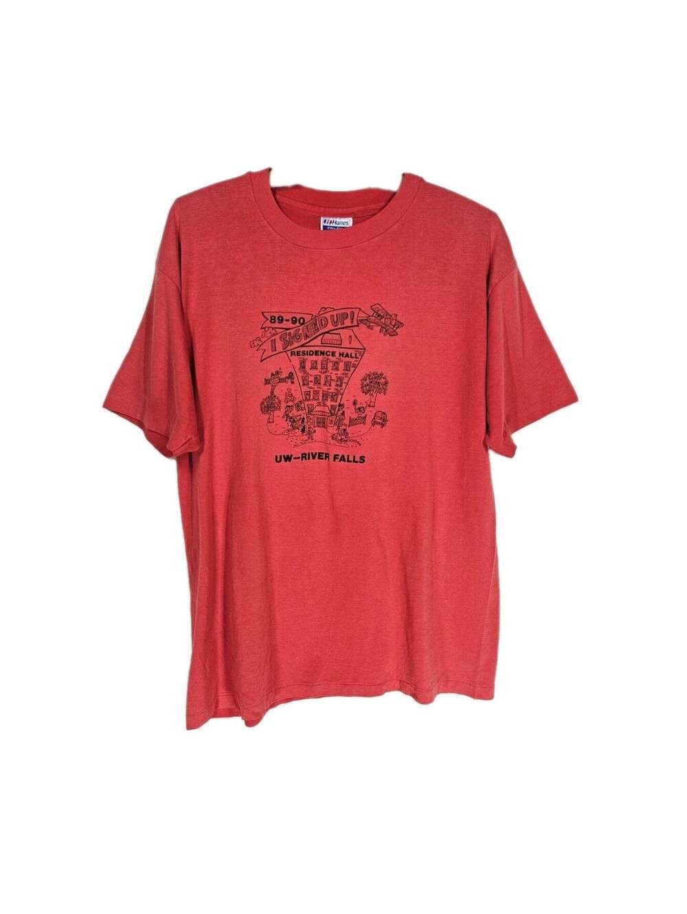 Vintage 1990s Tshirt XL 50/50 Single Stitch Soft Knit UW River Falls 1990 Retro